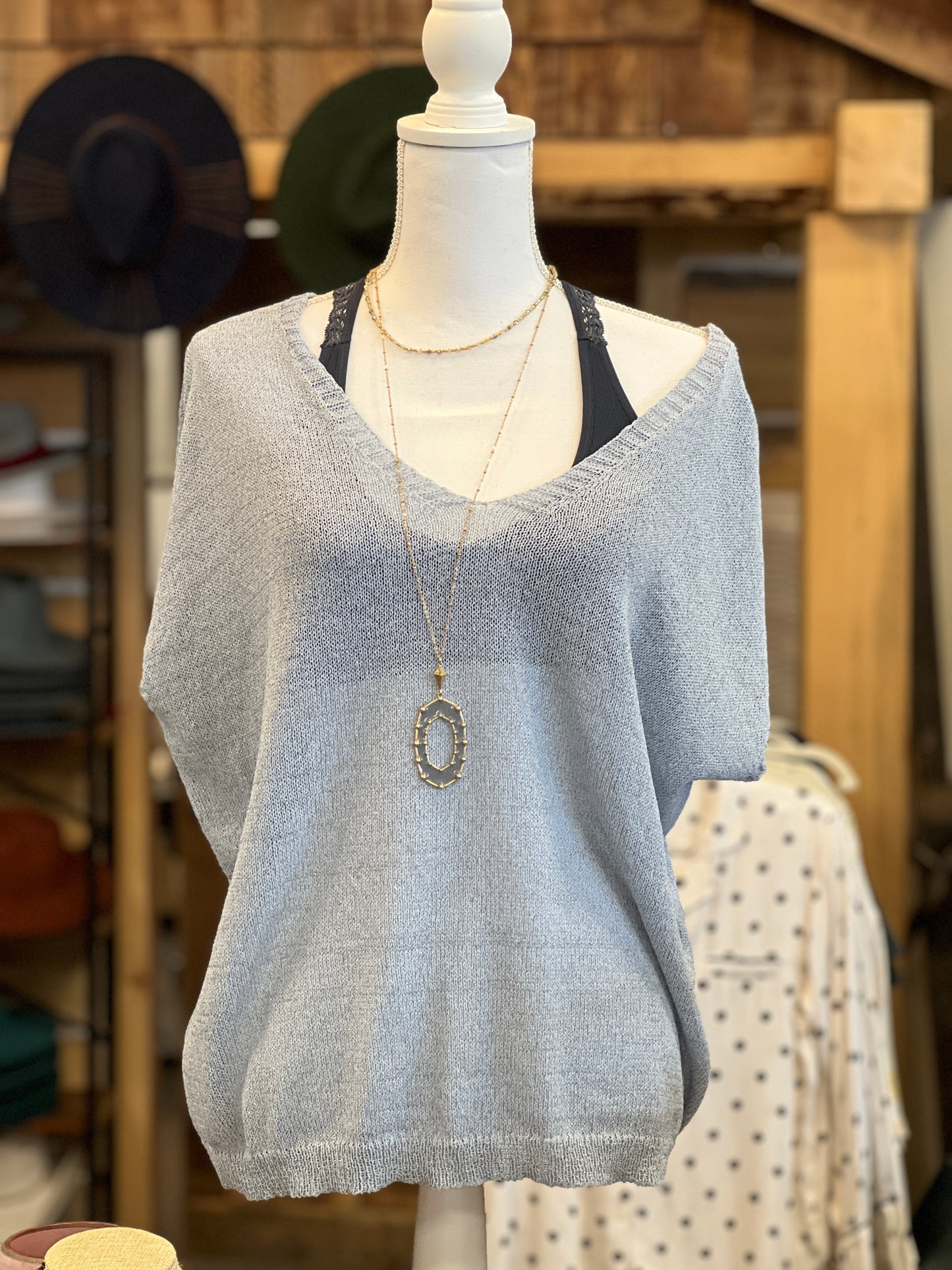 Cap sleeve v-neck sweater