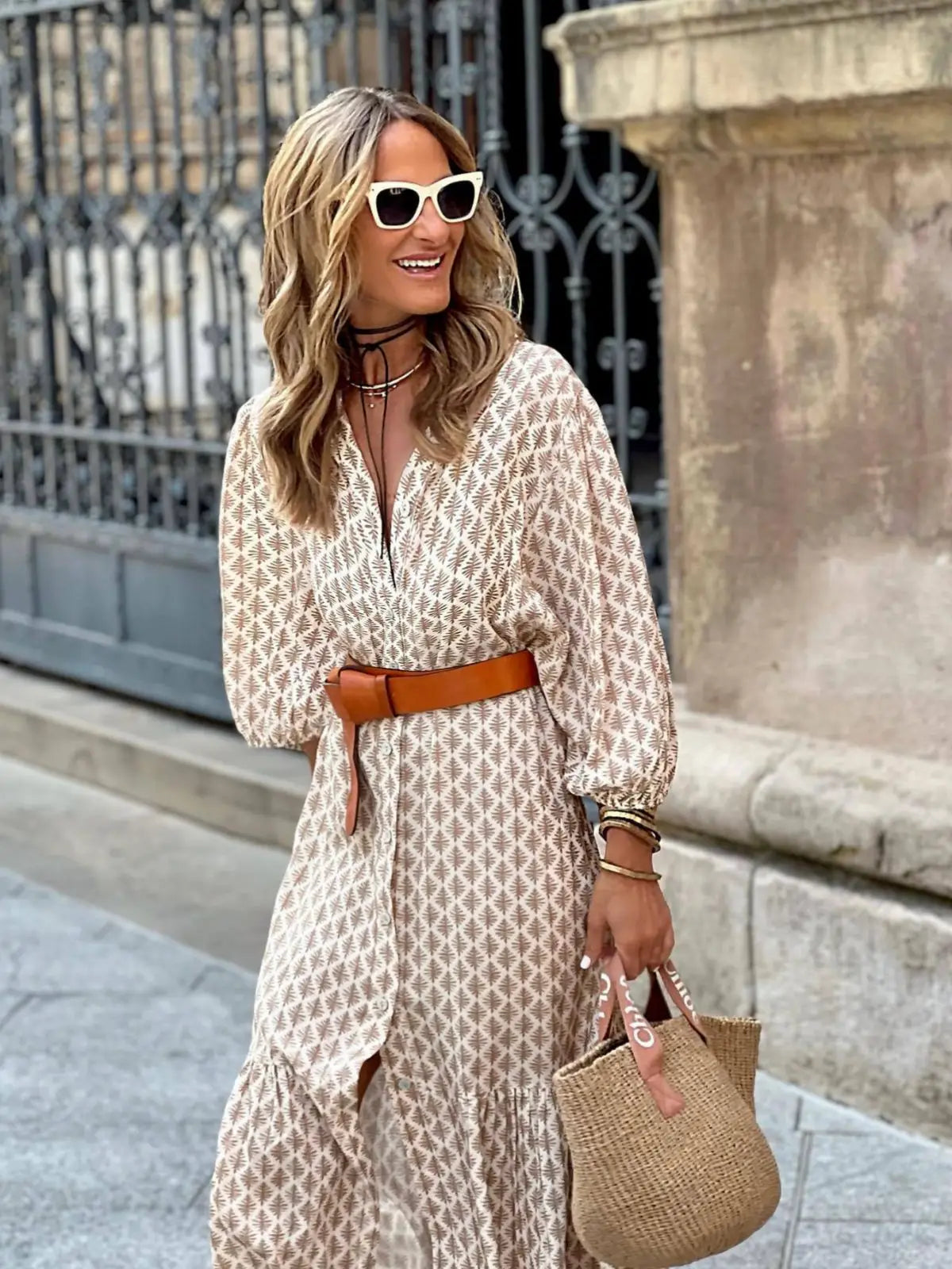 Mid Sleeve Daily Midi Dress