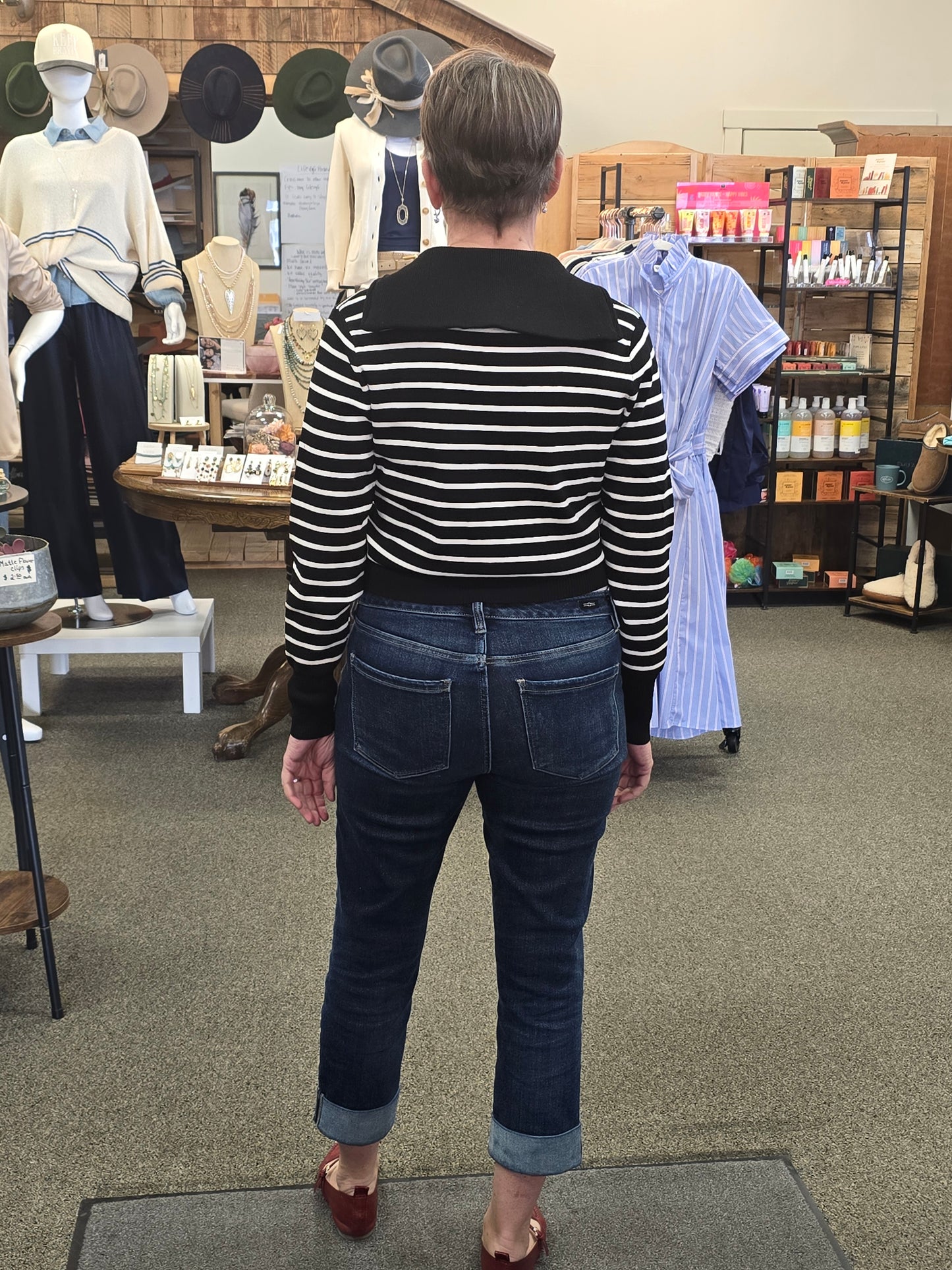 Knitted Striped Zip-up Jacket