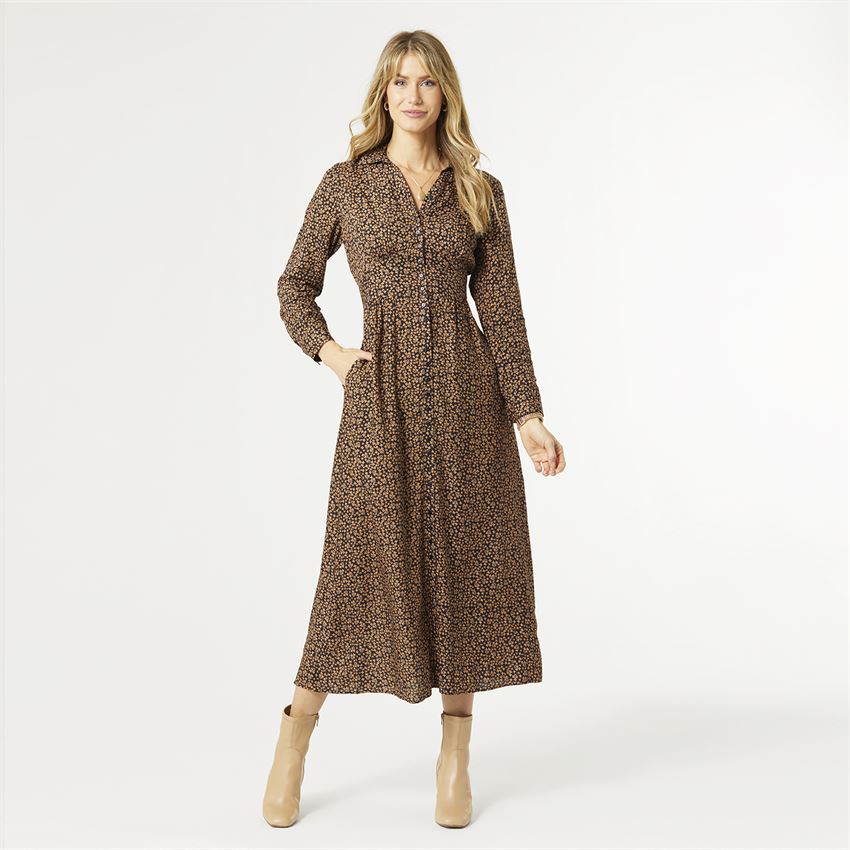 2339026A Keshia Maxi Dress Blck/Brwn