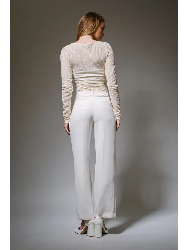 3666T Sheer Floral Flesh Round Neck