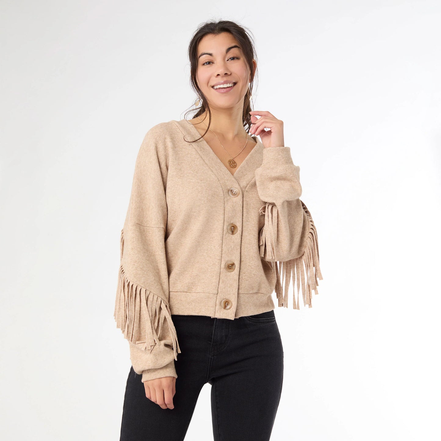 2539148A Calder Cardigan W/ Fringe
