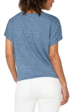 Twist Dolman Knit Tee blue multi mcro