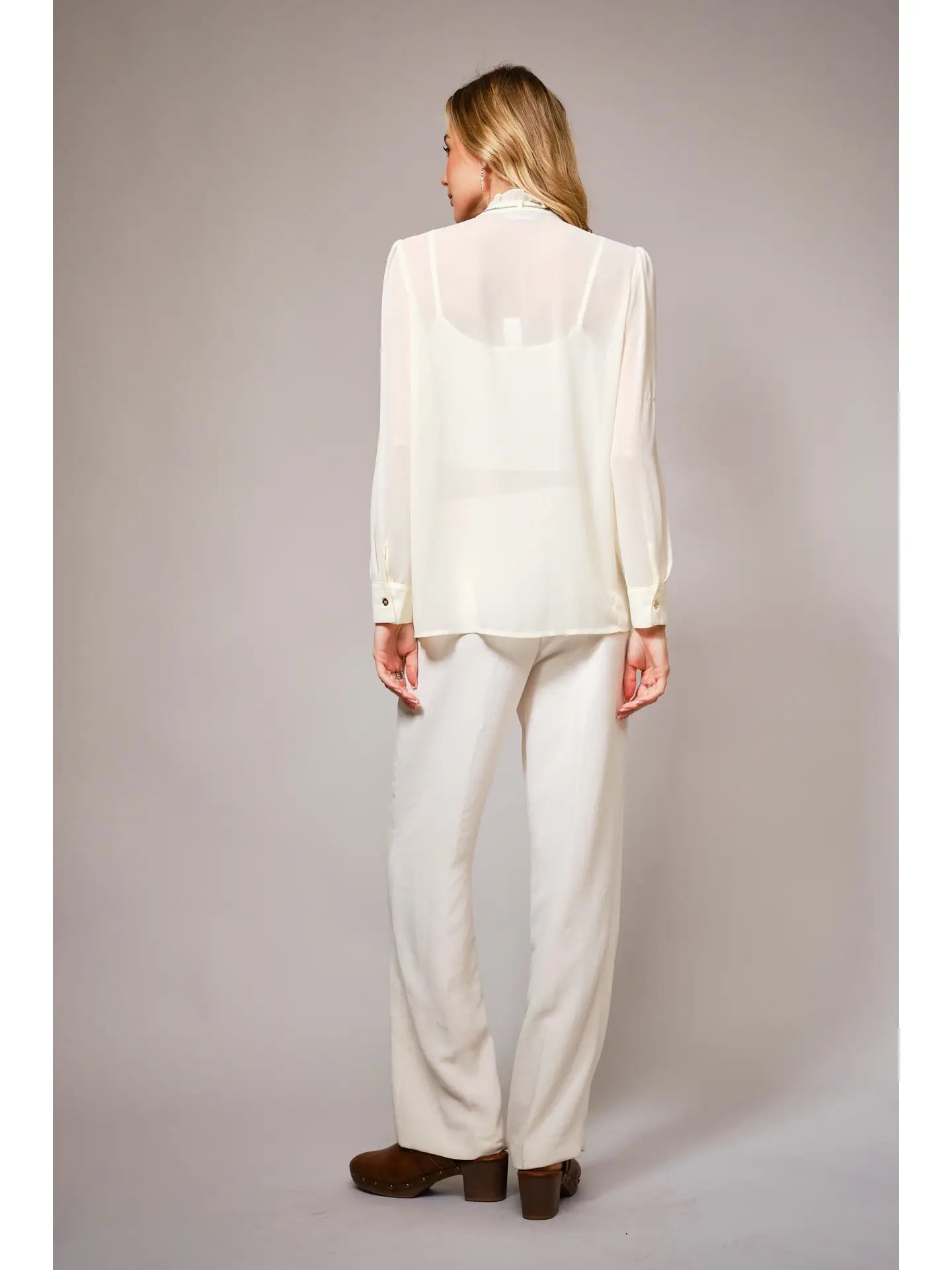 36872T Chelsea Ruffle Button Up Blouse