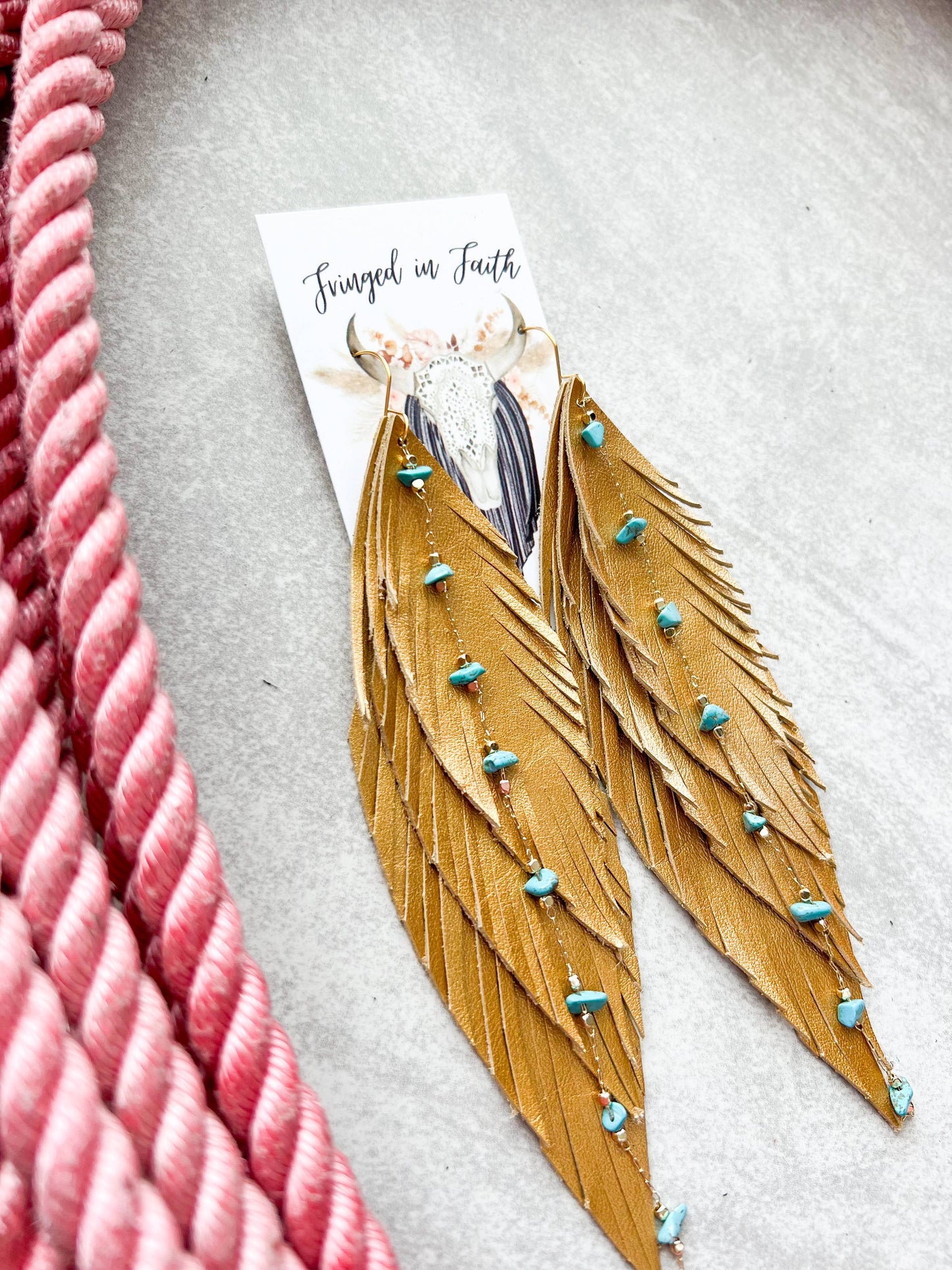 Fringed In Faith - Leather Shoulder Dusters | Gold