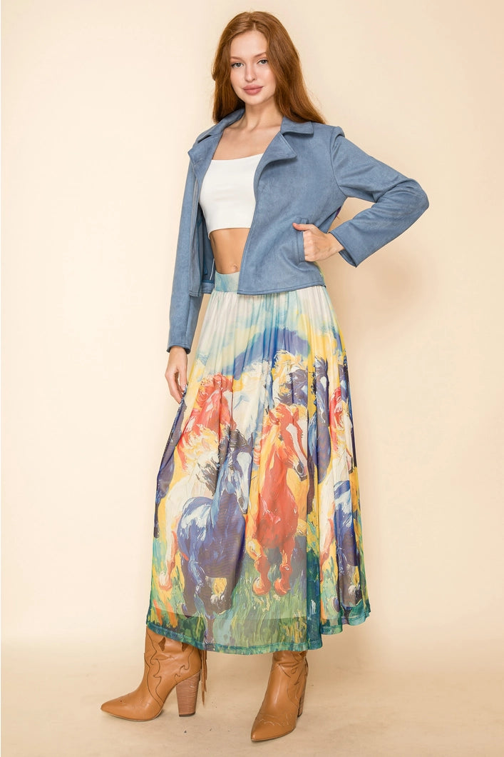 Suede Fringe Horse Jacket- Blue