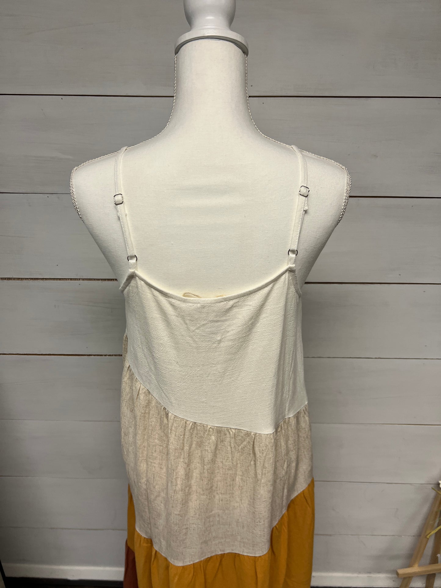 37602 Tier Color Black Cami Dress Orange Rust