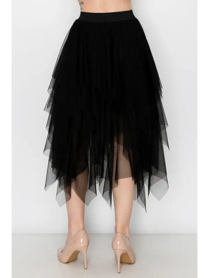 4546 Black Modern Tulle Skirt