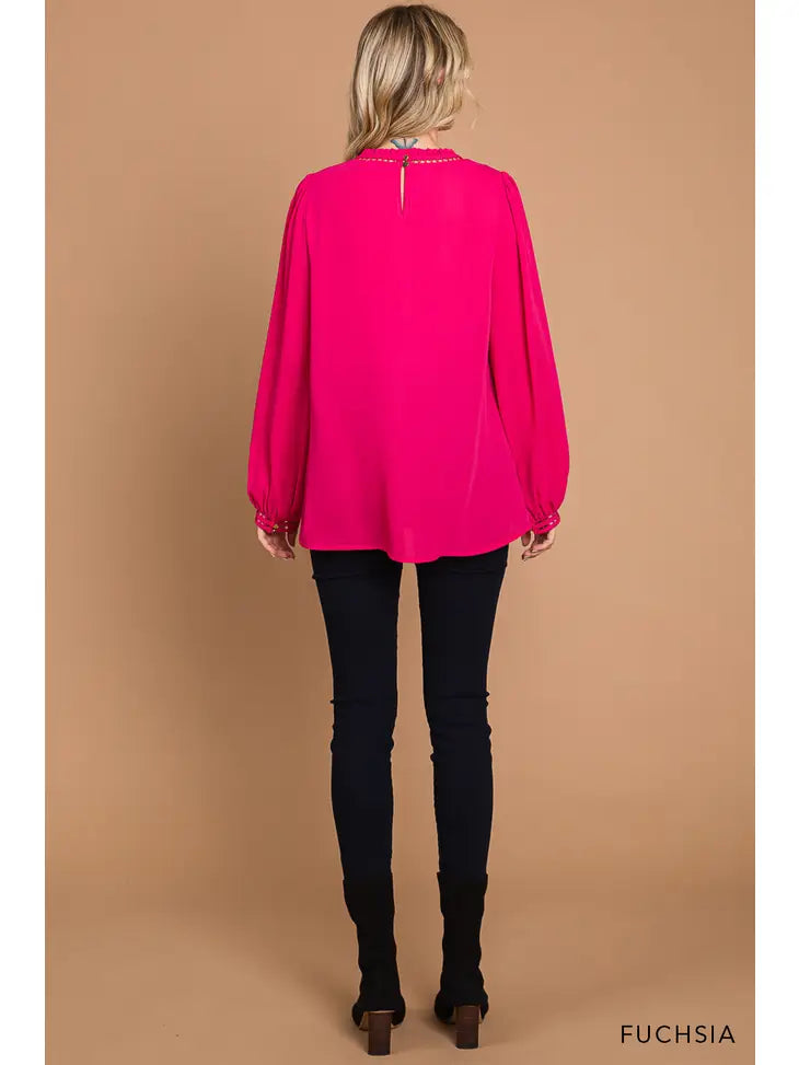 Ladder Trim Top Fuchia