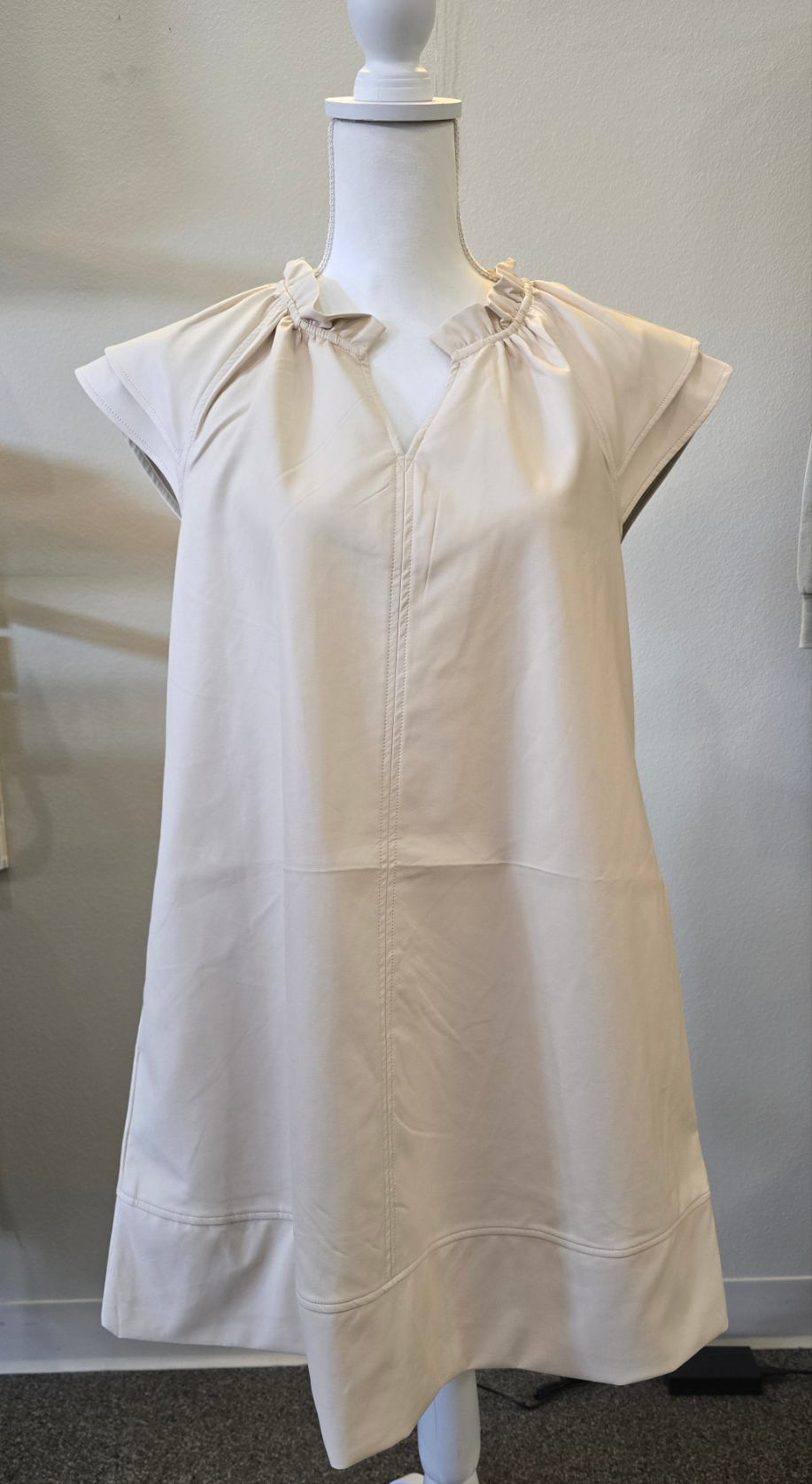Double sleeve vegan leather dress