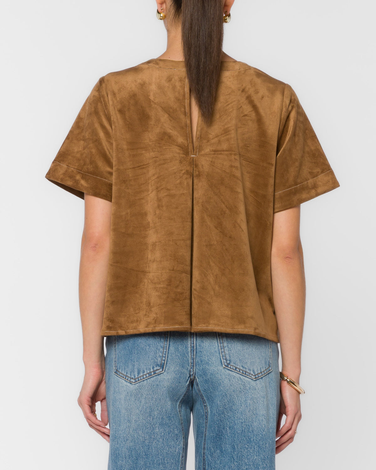 Juliette Short Sleeve Poplin Top - Light Tan