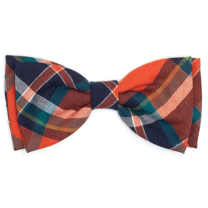 Plaid bowtie- Orange/ Navy