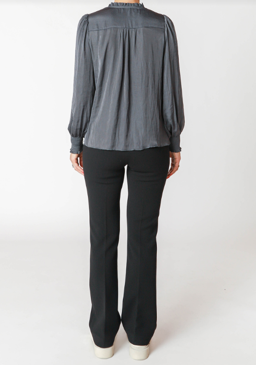 2423711T LS Pintuck Blouse Coal