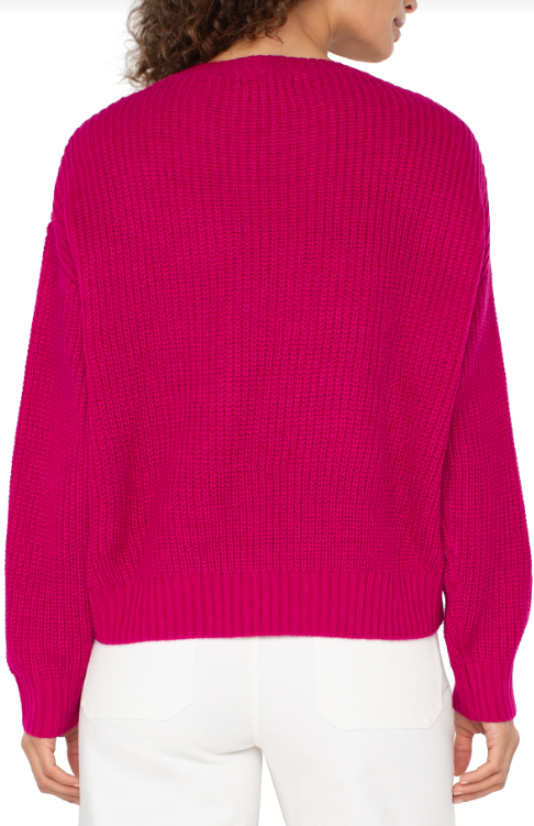 long slv mock neck sweater w/fringe