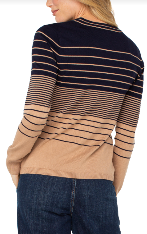 long slv crew neck sweater nv w/tn vgt str