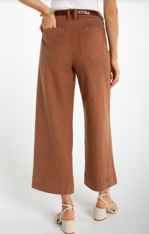 high rise crop wide leg mocha brown
