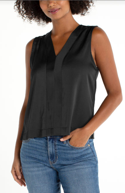 slvlss v-neck woven-to-knit top