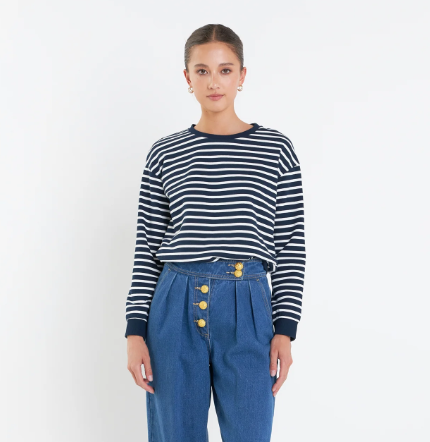 Stripe Drop Shoulder SweaterShirt