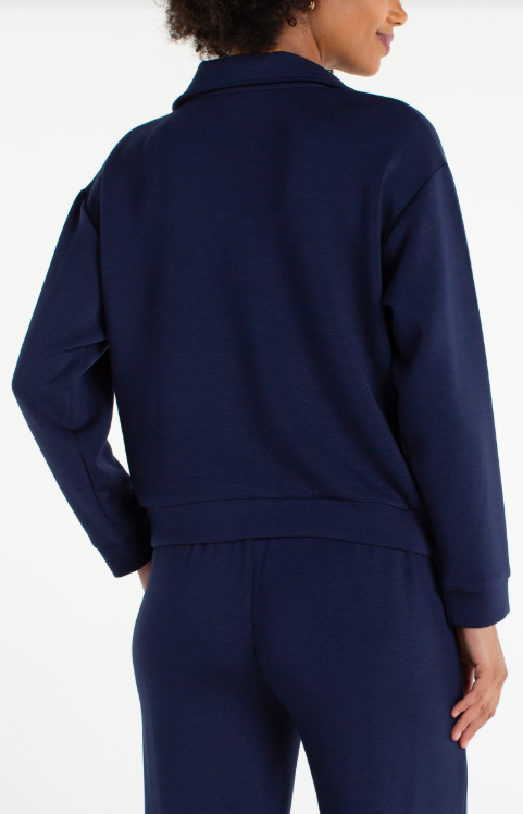 half zip popover long sleeve top deep midnight