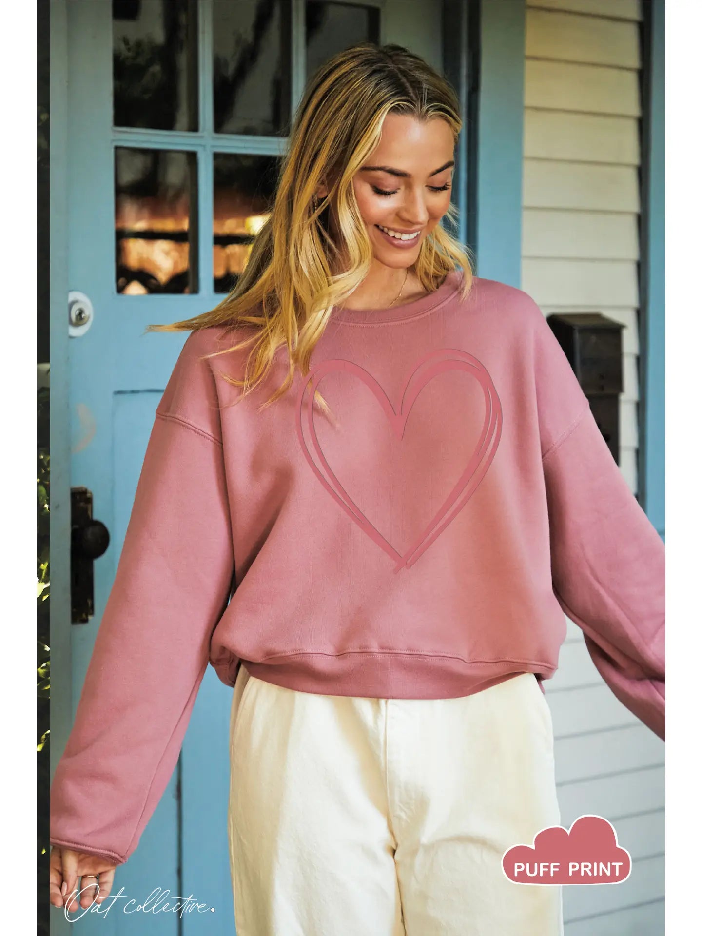 Heart Puff Graphic Sweatshirt