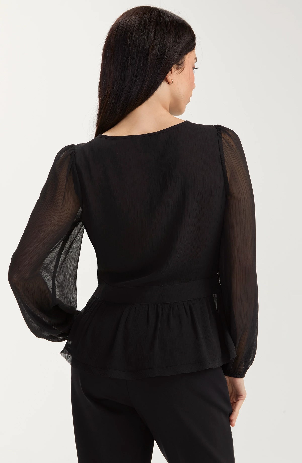 Black Sequin Chiffon Blouse