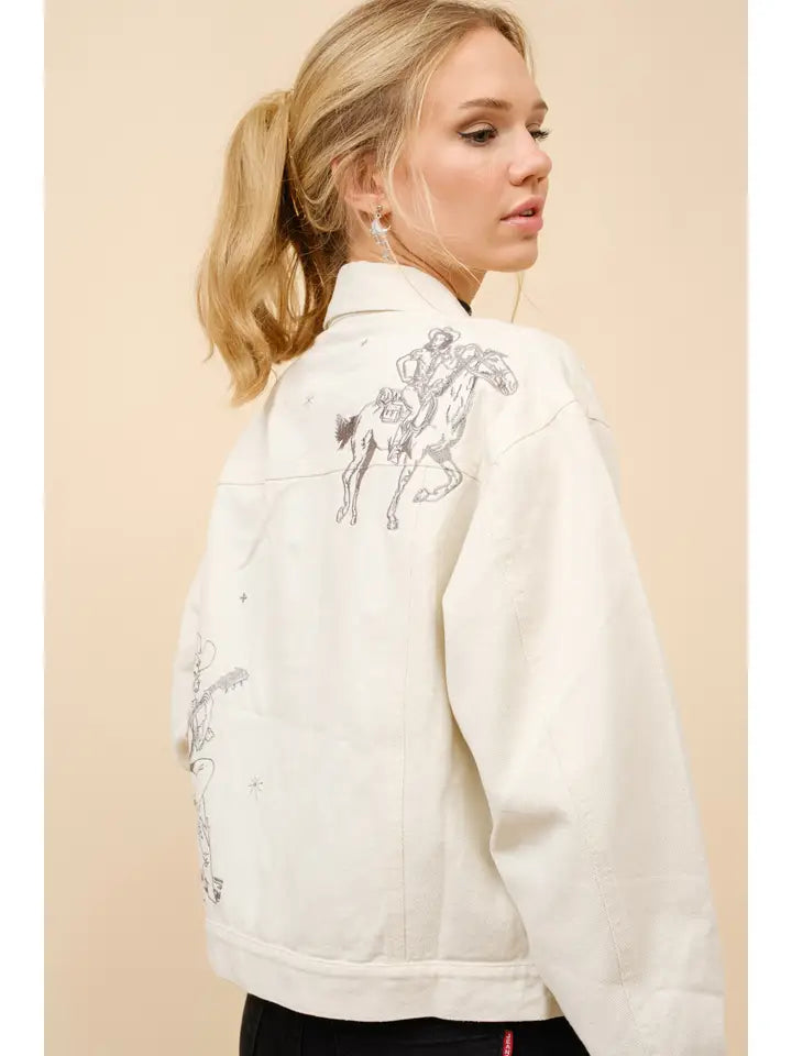 23177J Western Embroidered Trucker Denim