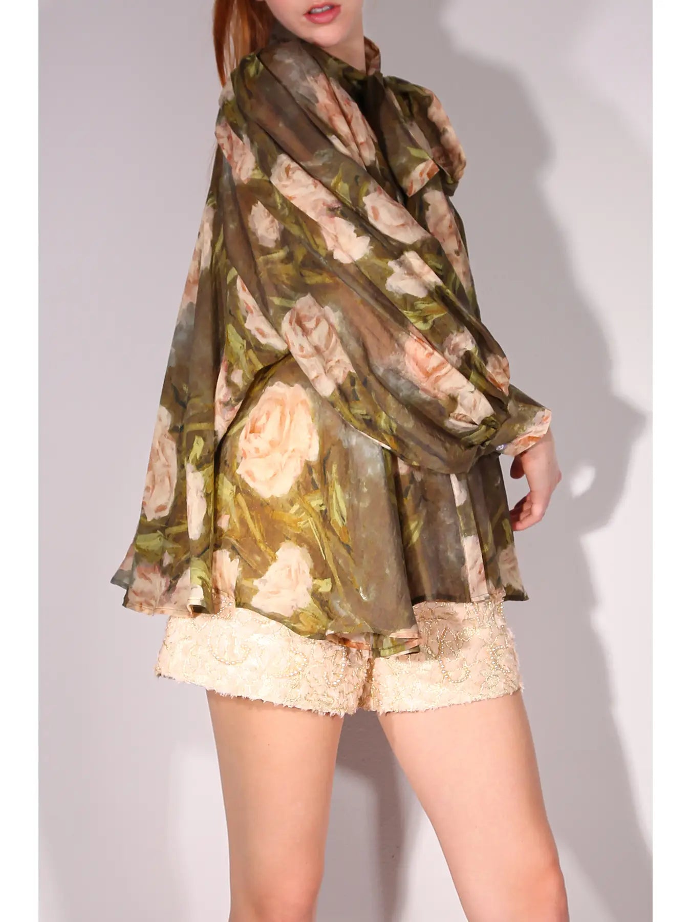 PM2091 Floral Printed Chiffon Blouse