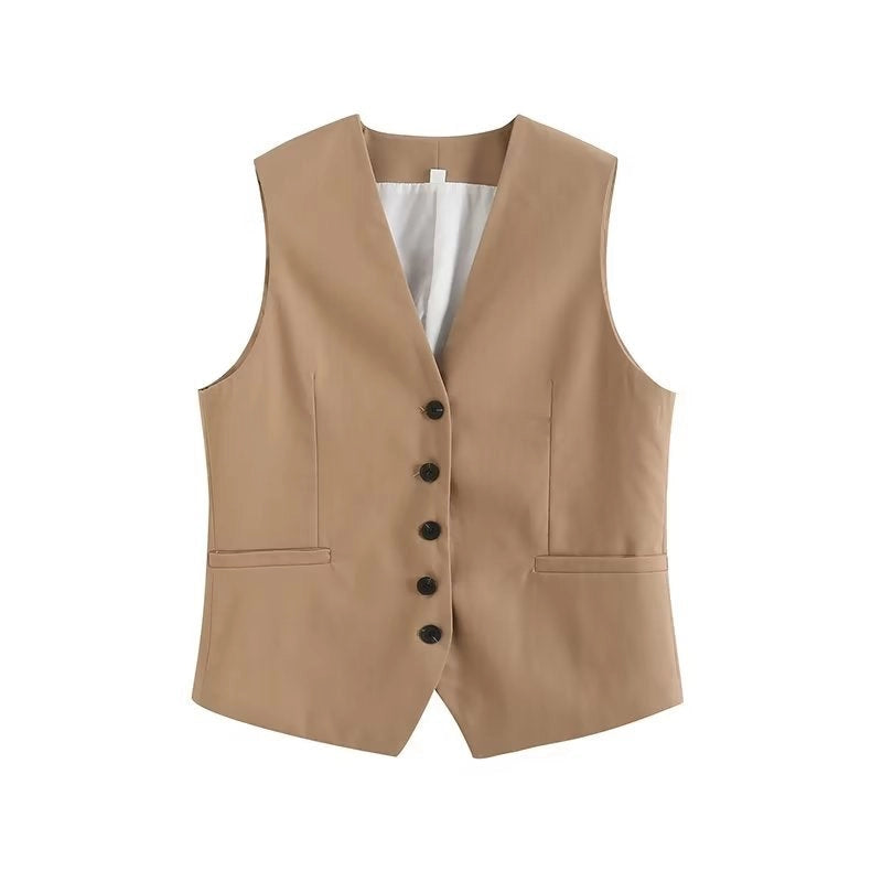 Sleeveless Button Camis Vest