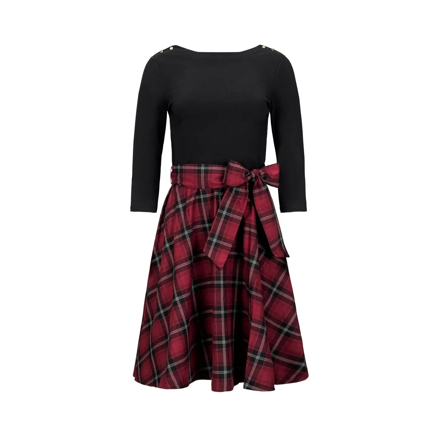 French Skater Dress- Oxblood Plaid
