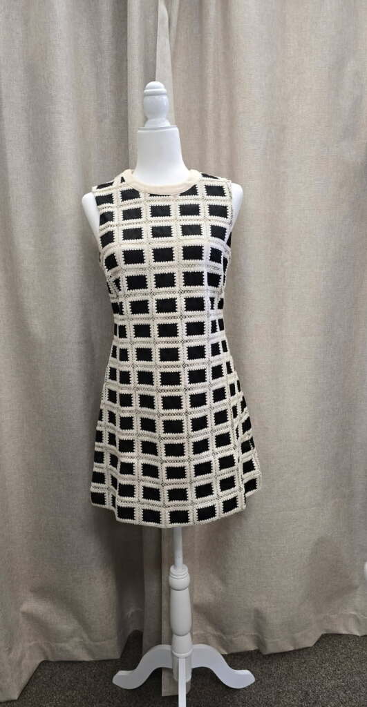 Crochet Mini Dress Natural/ Blk