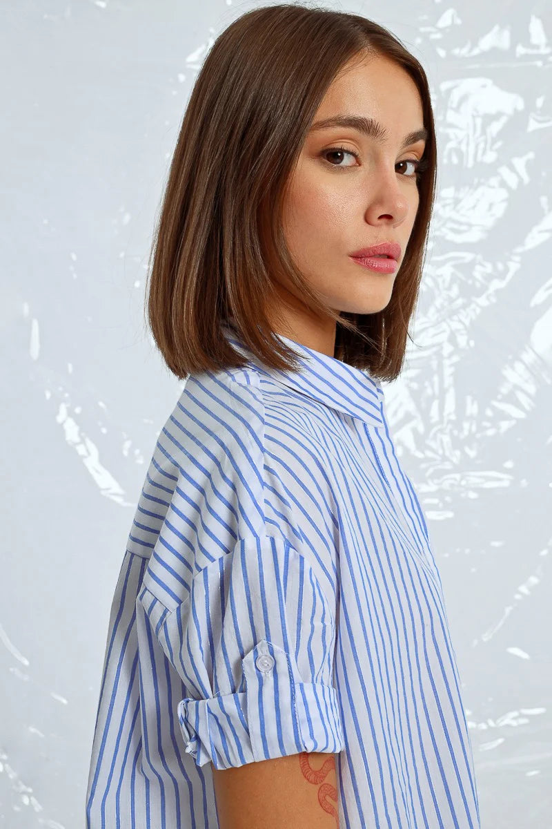 LAL580DE Iridescent Striped Shirt Dress