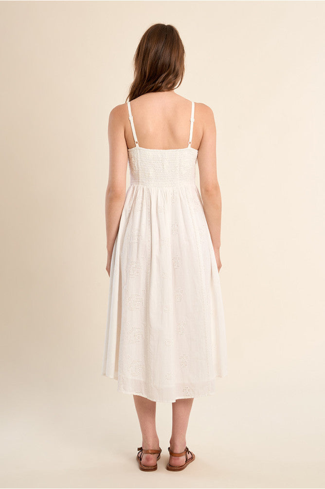 Midi Cotton Wht. Dress w/ Embroidery
