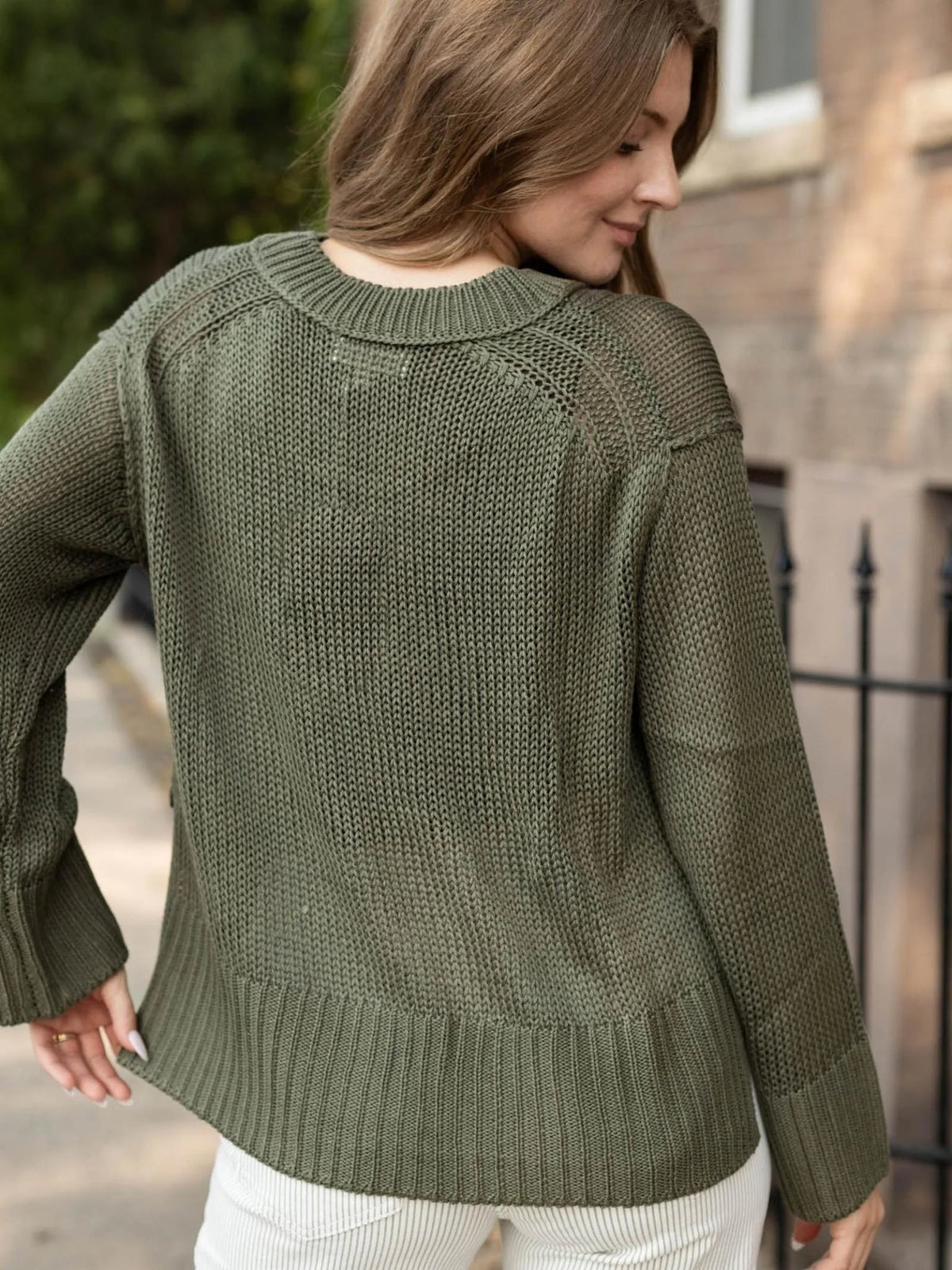 Crewneck Open Knit Sweater