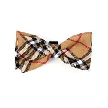 Plaid Bow- Tan