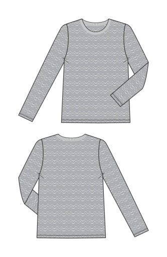 3/4 Sleeve Crew Neck Knit Top with Rib Trim