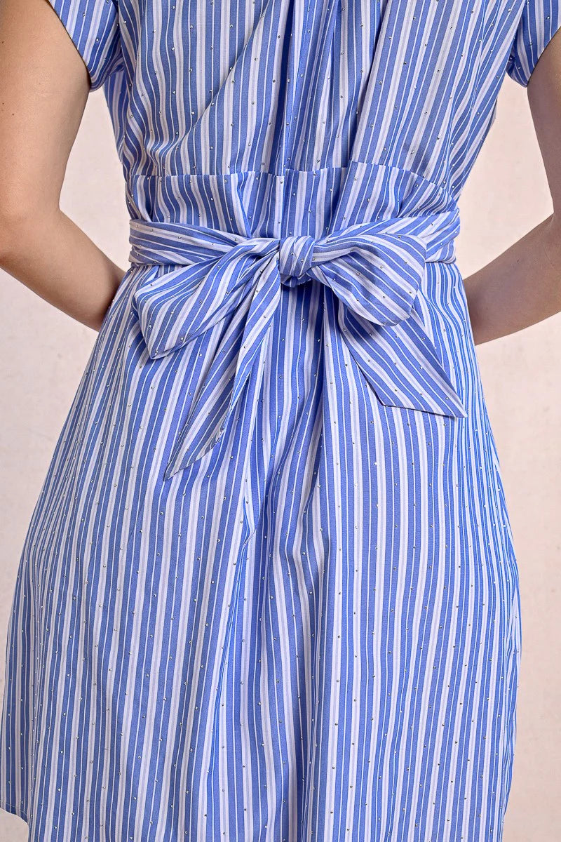 T1741ADP Mini Striped Crossed Dress