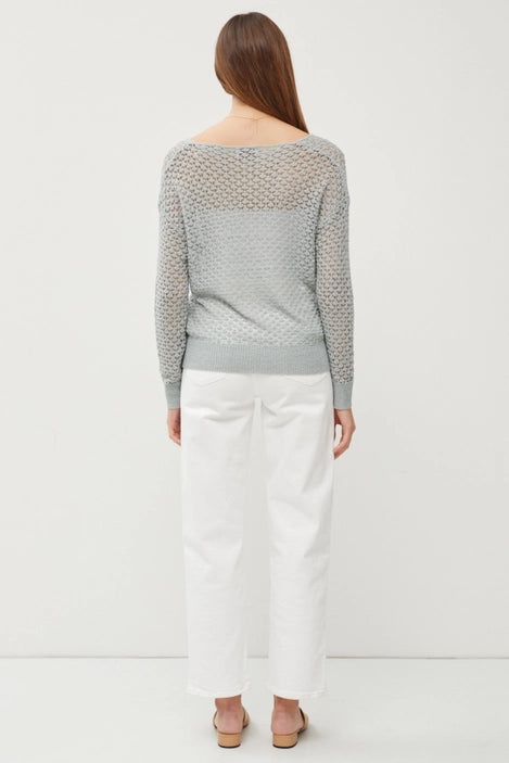 64069 Crochet Knit Sweater Slate