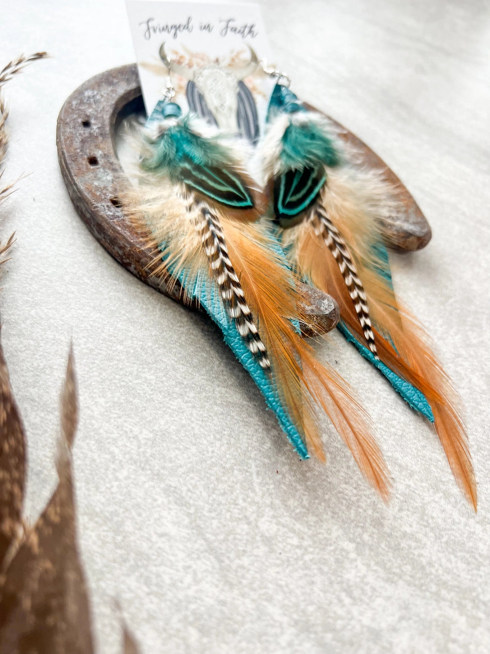 Kalispell Feather Earrings - Teal