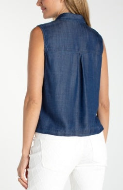 Sleeveless Button Up W/ Pockets