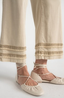 Crop Wide leg W/ Fray & Lace