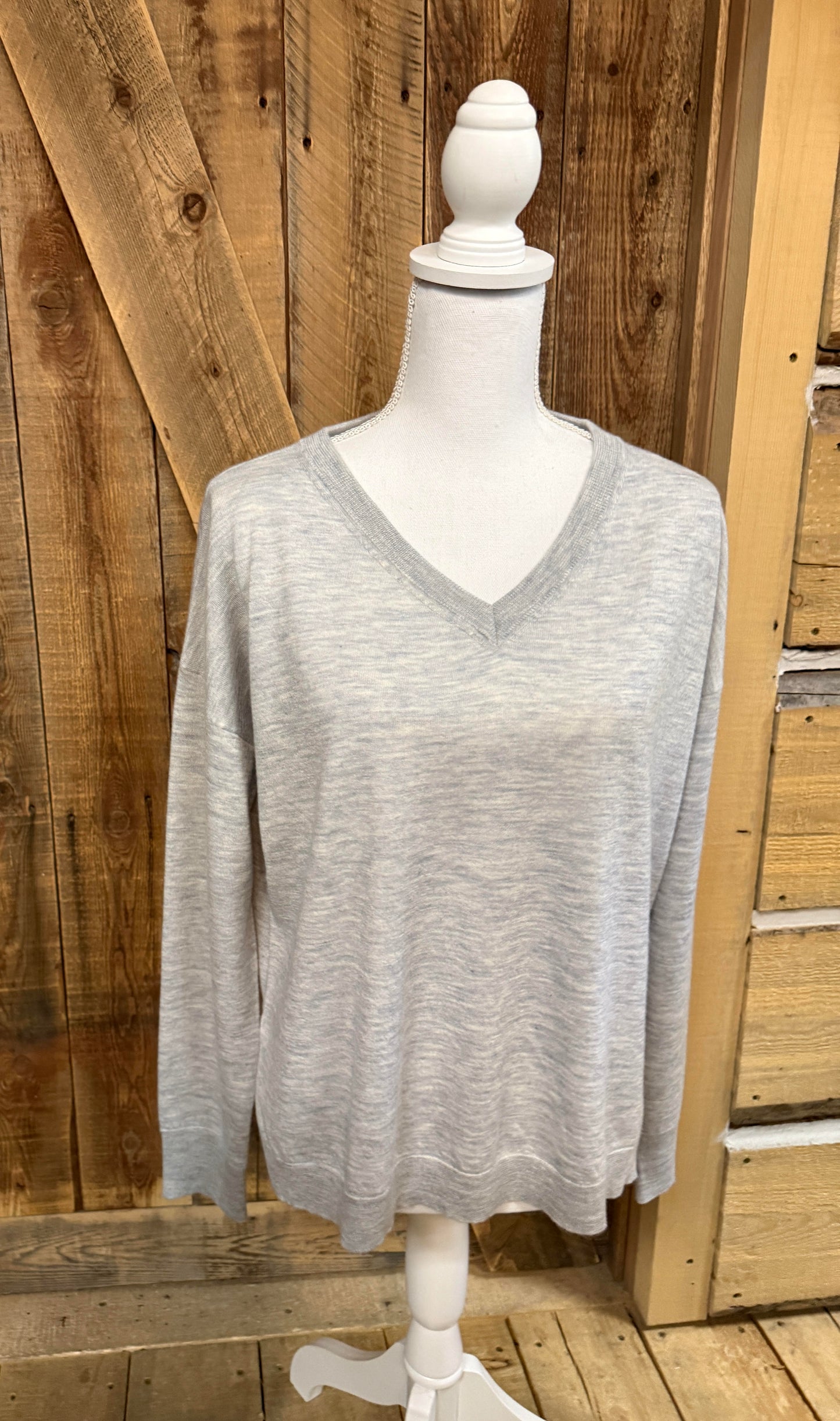 Cashmere Dropped Shoulder Boxy V-neck