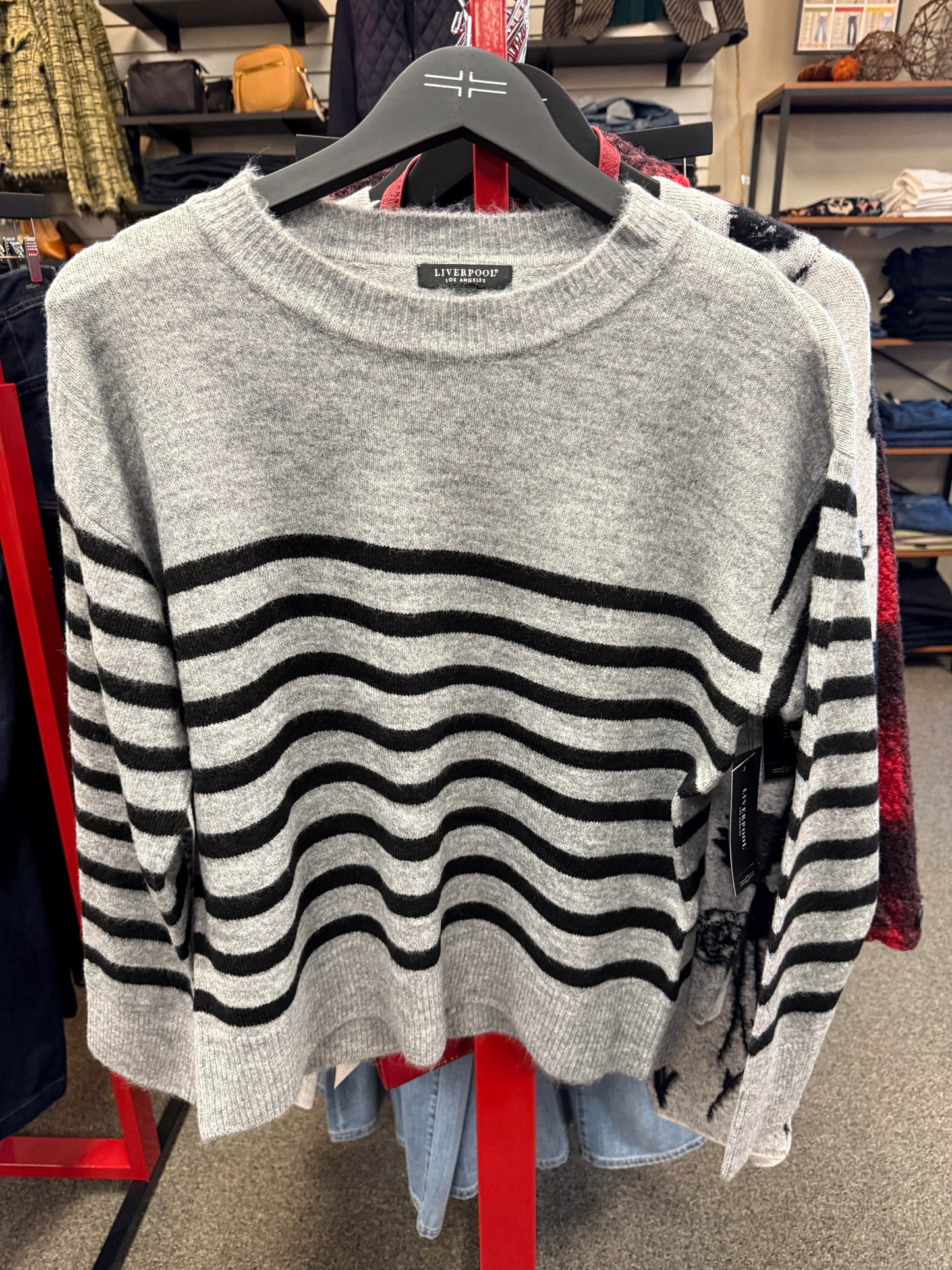 long slv crew neck dropped shoulder sweater