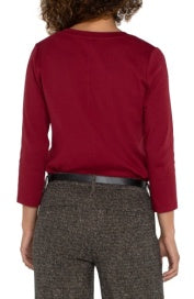 3/4 sleeve scoopneck burgundy