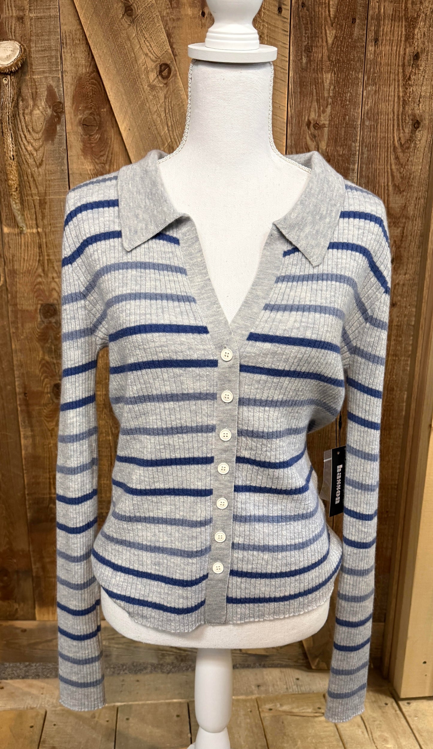 Cashmere Ribbed stripe polo