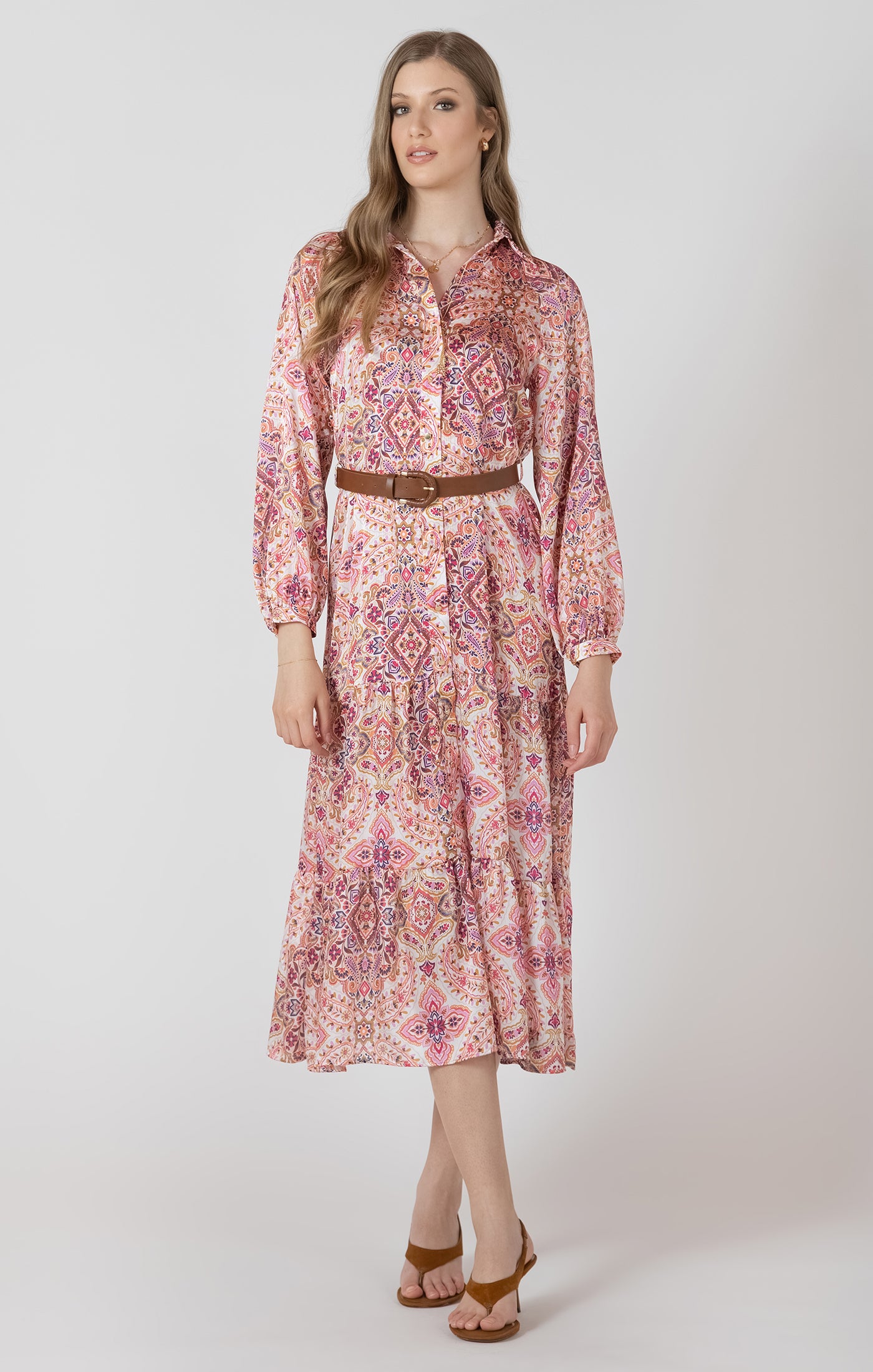 Belted Button Front Shirt Dress