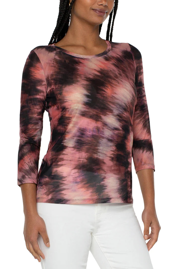 LM8816KP12P 3/4 Print Mesh Crew Brshstke Tiedye