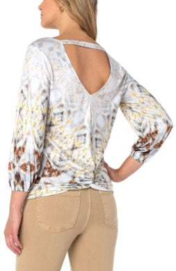 Twist Back 3/4 sleeve knit grey haze