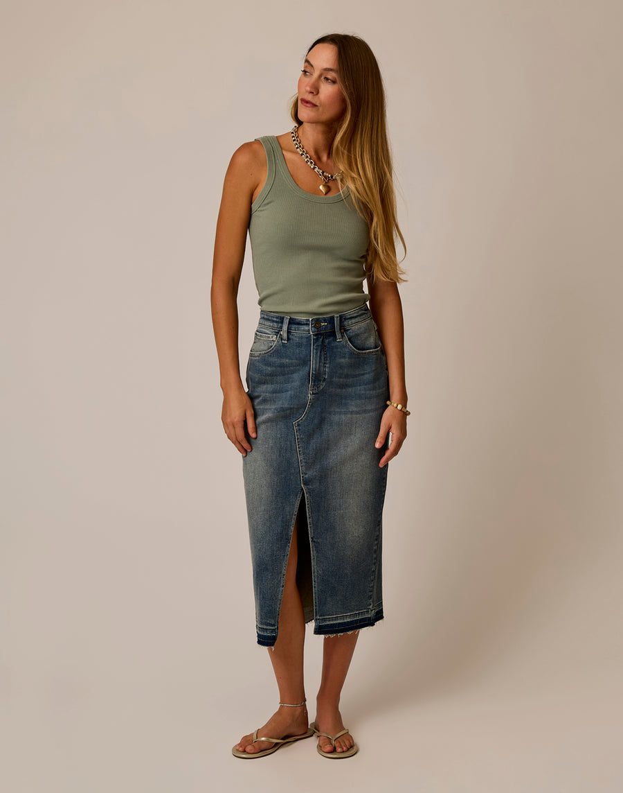 Atlas Denim Skirt: Favorite Fade: