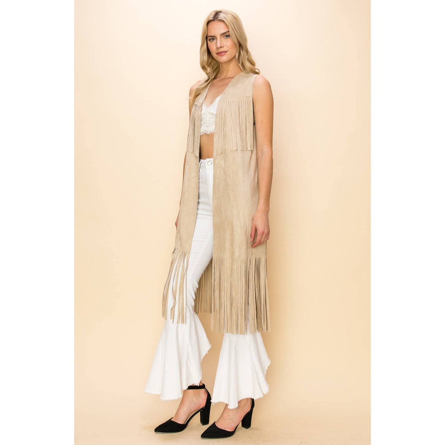 LONG FRINGE SUEDE VEST