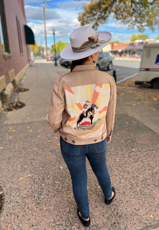 194420 Faux Suede Jacket Cowboy Tan